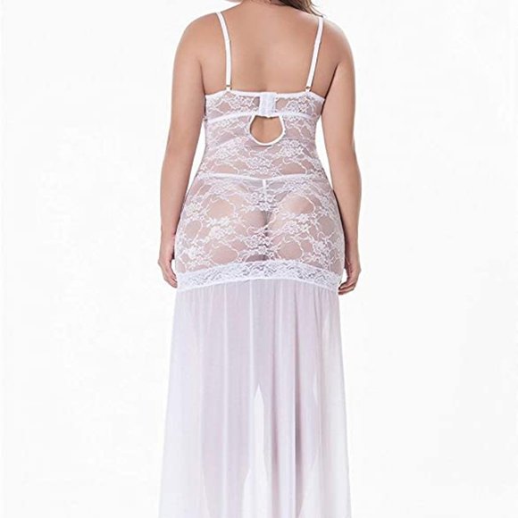 Plus Size Lingerie for Women Split Maxi Long Gown - Picture 6 of 6